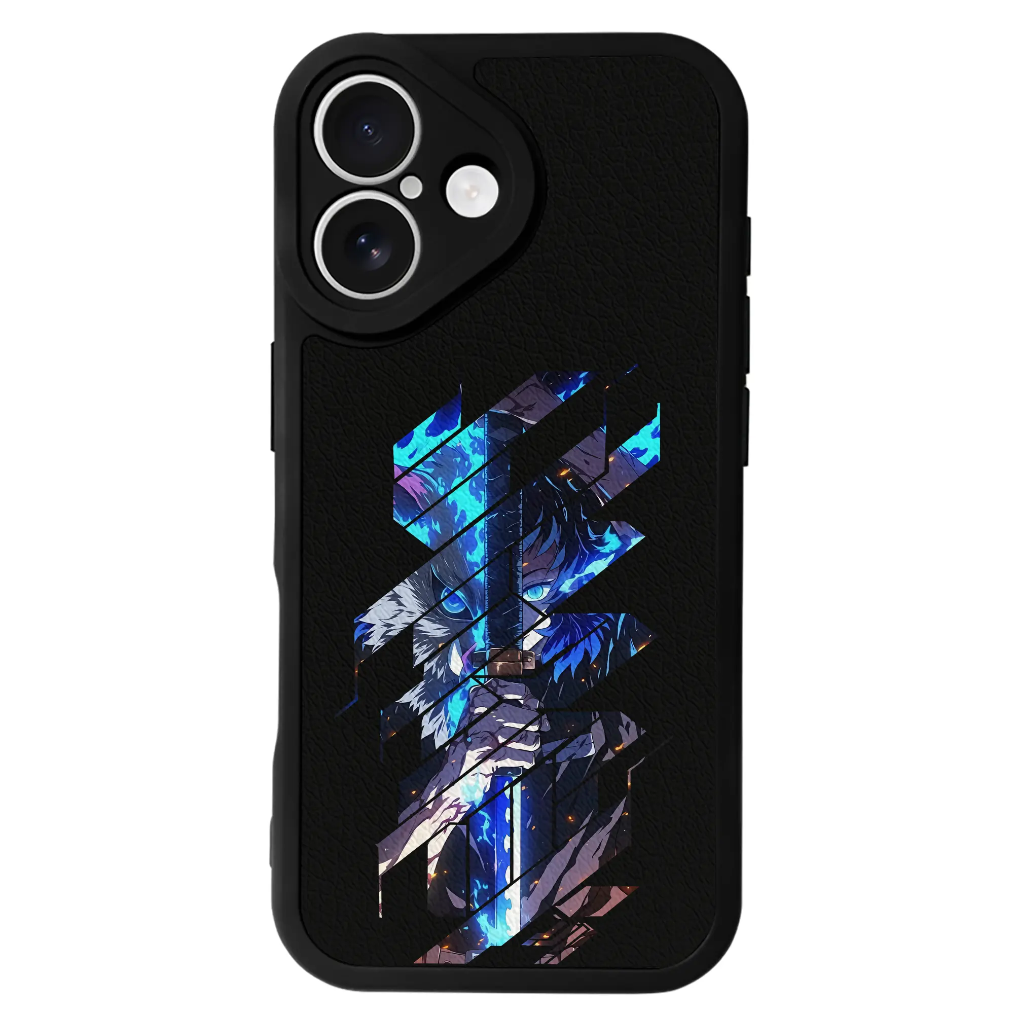 鬼滅の刃 グッズ,嘴平 伊之助 - IPhone 16シリーズ対応 ・ シリコンスマホケース ・ レザー調 ・ 高精度フィット ・ 耐衝撃 ・ ワイヤレス充電対応 ・ 精密カット